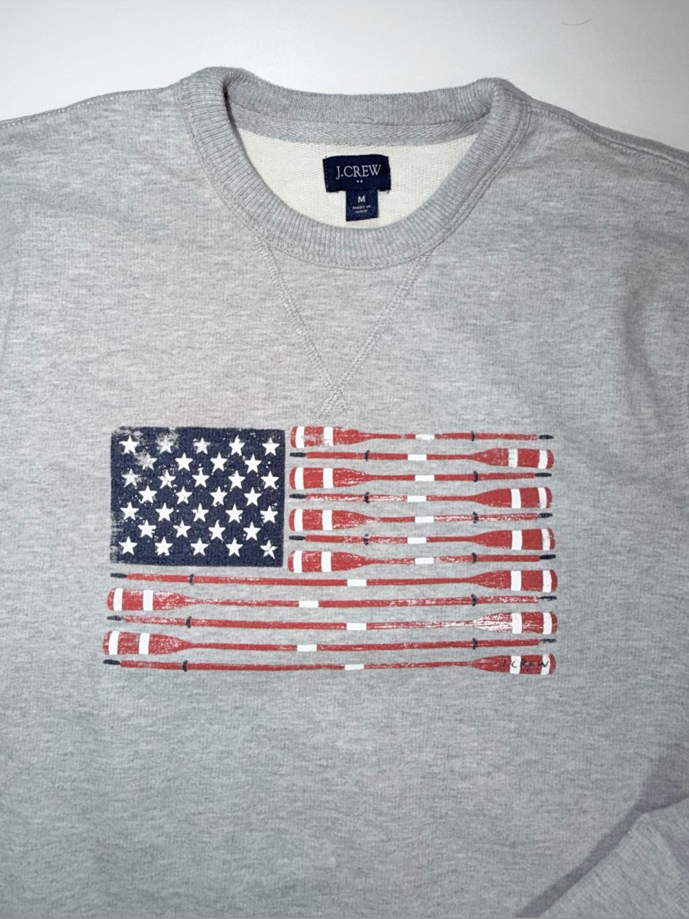 J Crew Womens Americana Sweatshirt American Flag Oar Nautical Preppy Coast Sz M - Picture 4 of 12